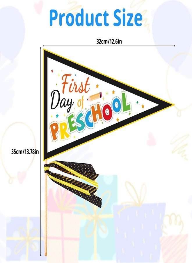 lasuroa First Day of Preschool Banner, Pennant Banner Flags First Day of Kindergarten Flag Back School First Day of Preschool Sign for Teachers Students School Decorations - Image 2